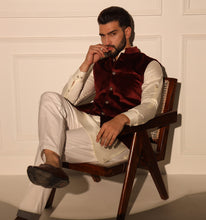 Load image into Gallery viewer, Akbar Velvet Kurta Jacket Set with Pyjama (Set of 3)