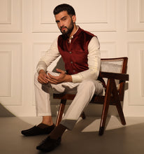 Load image into Gallery viewer, Akbar Velvet Kurta Jacket Set with Pyjama (Set of 3)