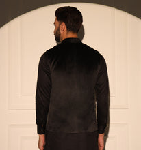 Load image into Gallery viewer, Mewar Black Velvet Nehru Jacket