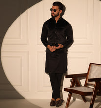 Load image into Gallery viewer, Mewar Black Velvet Nehru Jacket