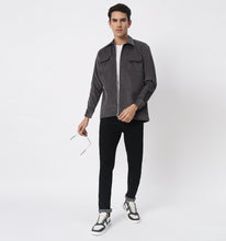 Load image into Gallery viewer, Grey Corduroy Zippered Overshirt