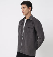 Load image into Gallery viewer, Grey Corduroy Zippered Overshirt