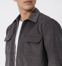Load image into Gallery viewer, Grey Corduroy Zippered Overshirt