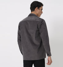 Load image into Gallery viewer, Grey Corduroy Zippered Overshirt
