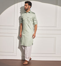 Load image into Gallery viewer, Pista Green Pathani Kurta
