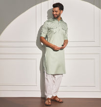 Load image into Gallery viewer, Pista Green Pathani Kurta
