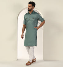 Load image into Gallery viewer, Sea Green Pathani Kurta