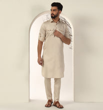 Load image into Gallery viewer, Beige Pathani Kurta Set (Set of 2)