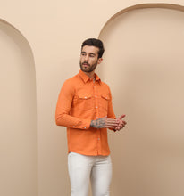 Load image into Gallery viewer, Orange Linen Shirt