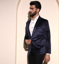 Load image into Gallery viewer, Navy Velvet Blazer