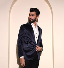 Load image into Gallery viewer, Navy Velvet Blazer