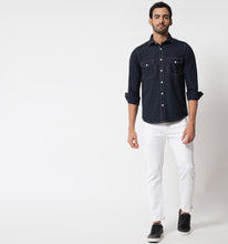 Load image into Gallery viewer, Navy Contrast Stitch Detail Shirt
