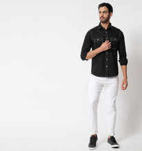 Load image into Gallery viewer, Black Contrast Stitch Detail Shirt