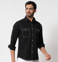 Load image into Gallery viewer, Black Contrast Stitch Detail Shirt