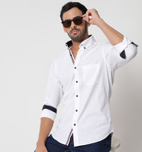 Load image into Gallery viewer, White Shirt with Contrast Piping Detail