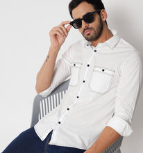 Load image into Gallery viewer, White Contrast Stitch Detail Shirt
