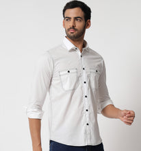 Load image into Gallery viewer, White Contrast Stitch Detail Shirt
