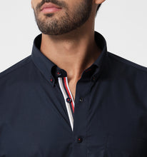 Load image into Gallery viewer, Navy Shirt With Contrast Piping Detail