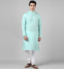 Load image into Gallery viewer, Turquoise Linen Kurta