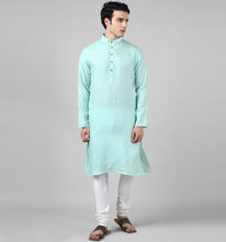 Load image into Gallery viewer, Turquoise Linen Kurta