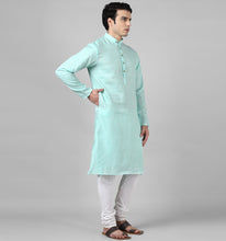 Load image into Gallery viewer, Turquoise Linen Kurta