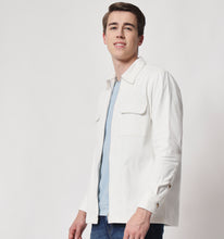 Load image into Gallery viewer, White Corduroy Zippered Overshirt