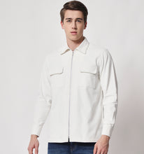 Load image into Gallery viewer, White Corduroy Zippered Overshirt