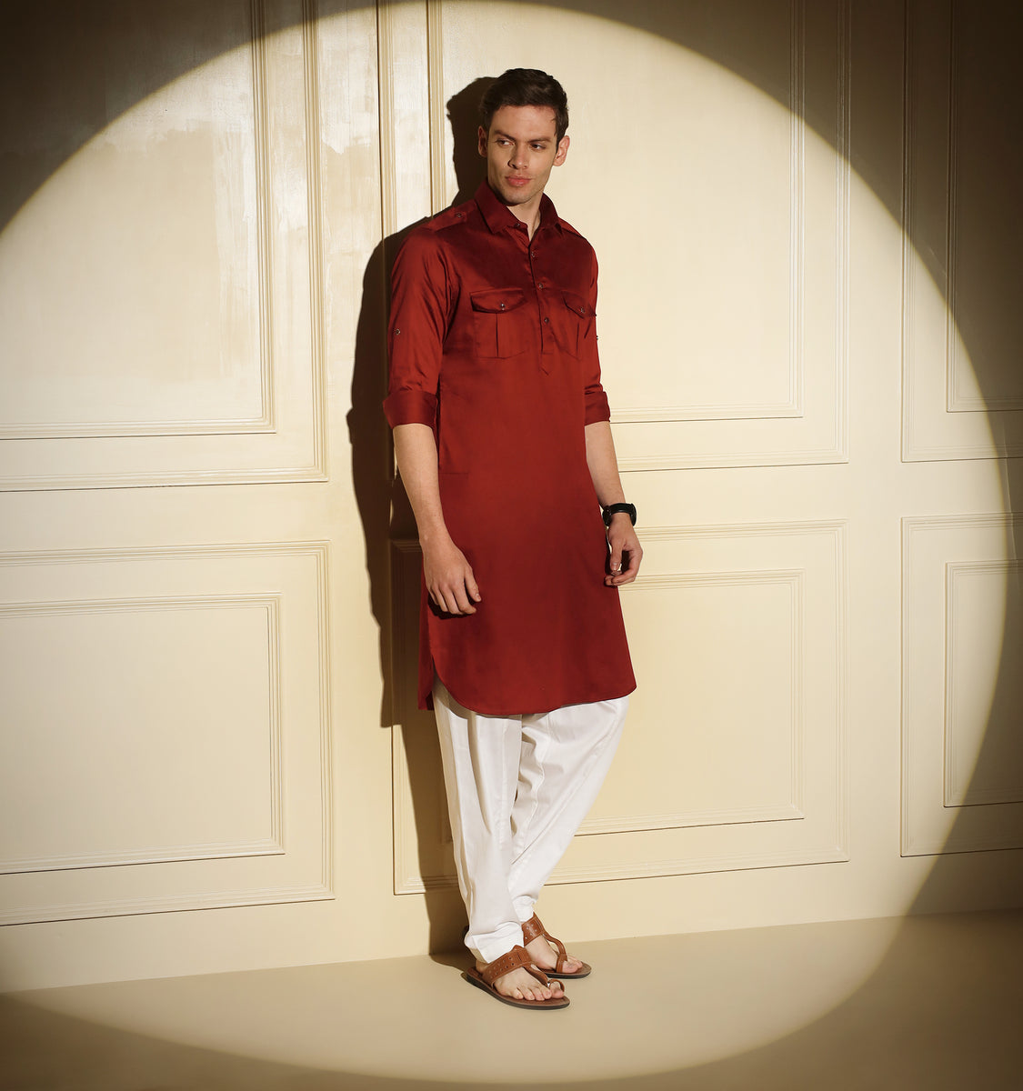 Maroon Pathani Kurta Mad Clothing India