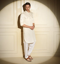 Load image into Gallery viewer, Off White Pathani Kurta
