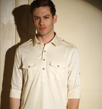 Load image into Gallery viewer, Off White Pathani Kurta