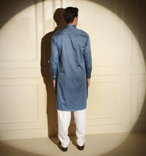 Load image into Gallery viewer, Steel Blue Pathani Kurta