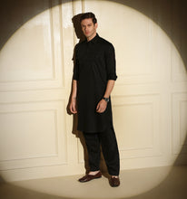 Load image into Gallery viewer, Black Pathani Kurta