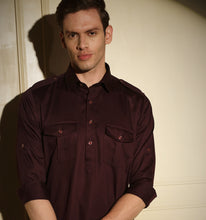 Load image into Gallery viewer, Burgundy Pathani Kurta