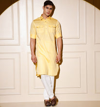 Load image into Gallery viewer, Lime Yellow Pathani Kurta