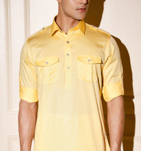 Load image into Gallery viewer, Lime Yellow Pathani Kurta