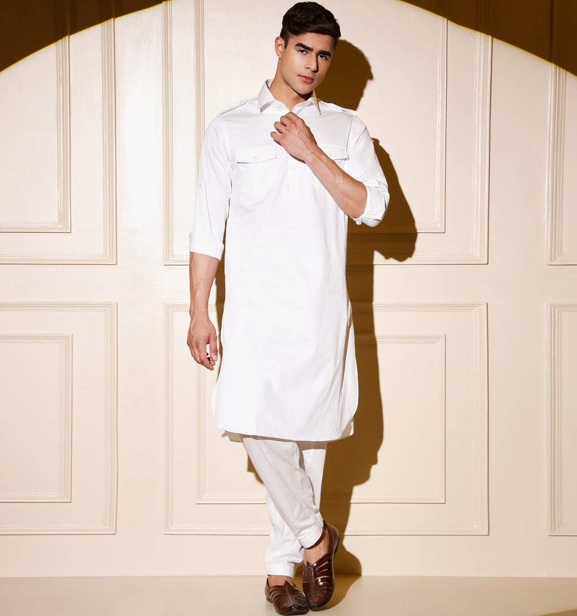 White Pathani Kurta Mad Clothing India