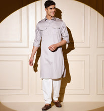 Load image into Gallery viewer, Light Grey Pathani Kurta