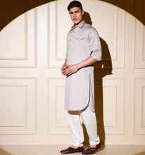 Load image into Gallery viewer, Light Grey Pathani Kurta