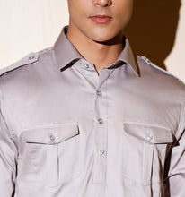 Load image into Gallery viewer, Light Grey Pathani Kurta