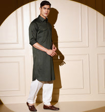 Load image into Gallery viewer, Bottle Green Pathani Kurta