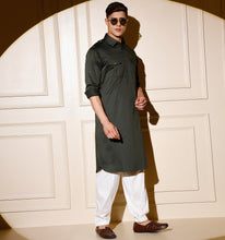 Load image into Gallery viewer, Bottle Green Pathani Kurta