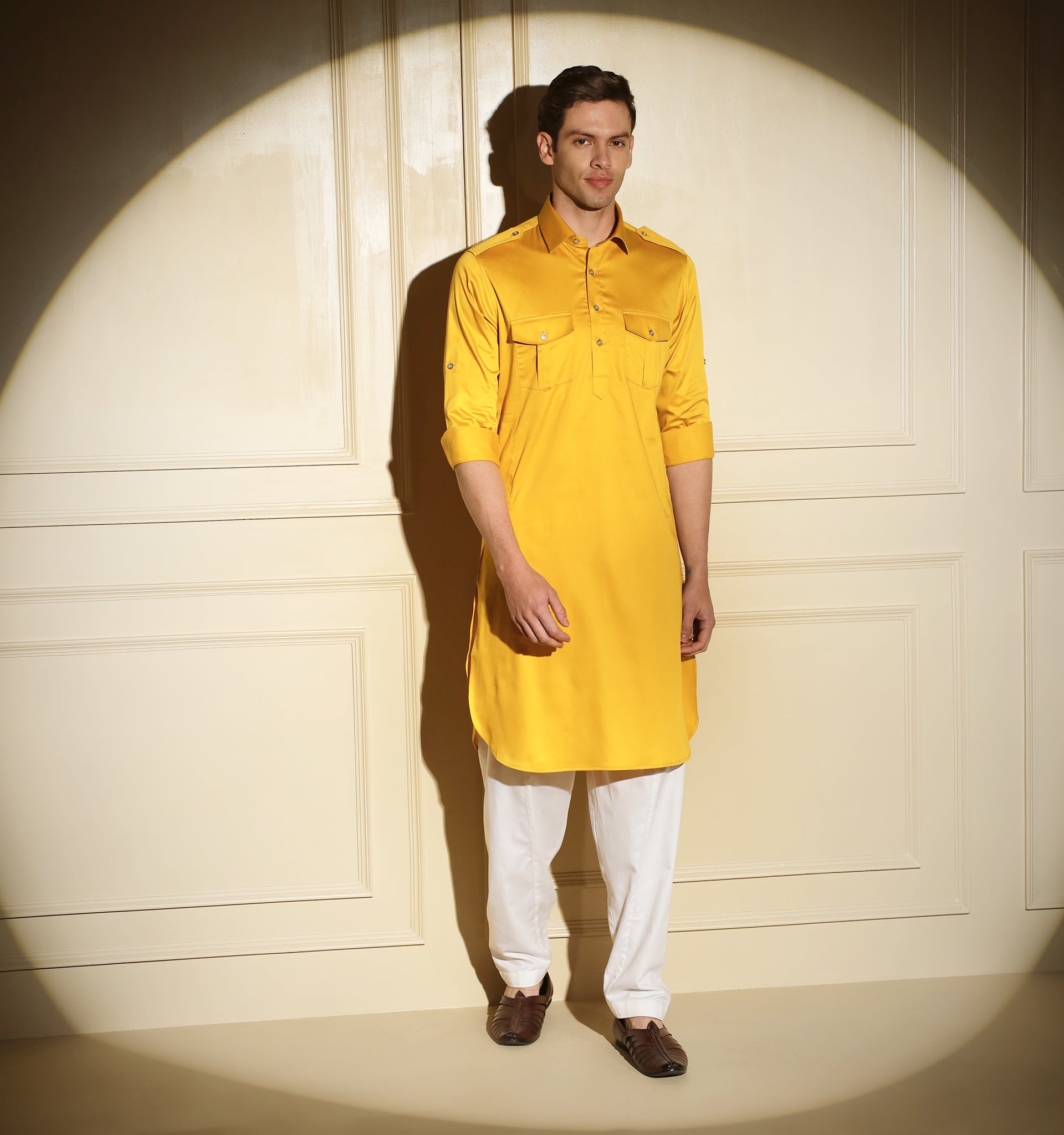 Mustard Pathani Kurta Mad Clothing India