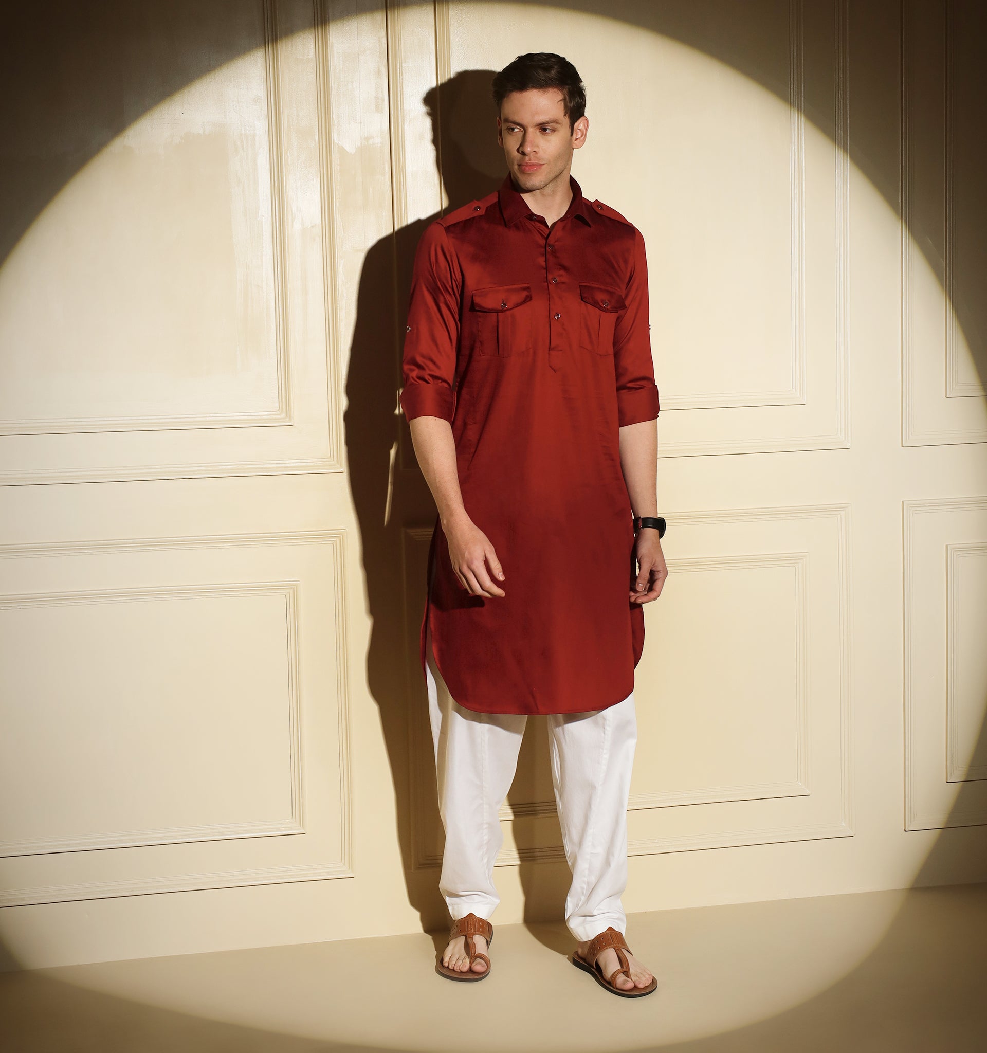 Maroon Pathani Kurta Mad Clothing India