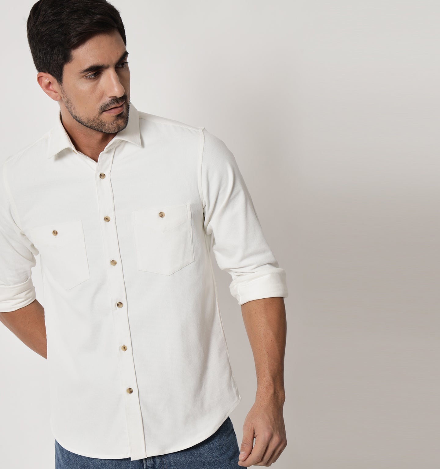 Milky White Corduroy Shirt